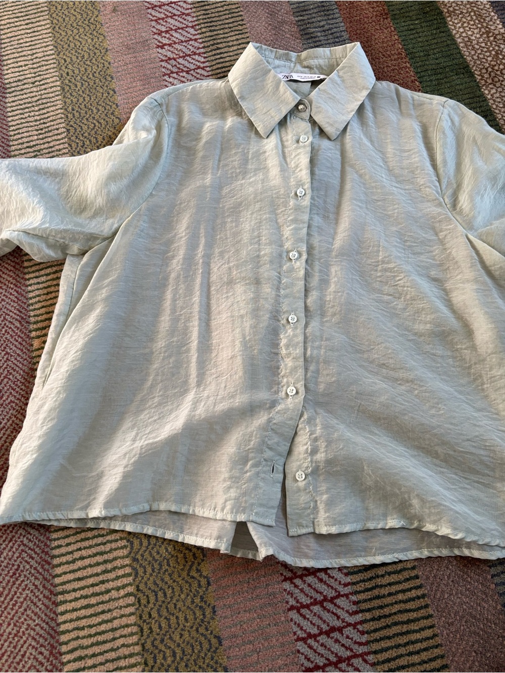 Zara Light Sage Button-Down Shirt